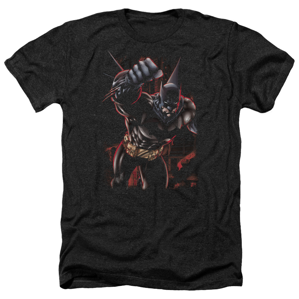 Batman & Crimson Knight-Adult Heather T-Shirt, Black - Medium