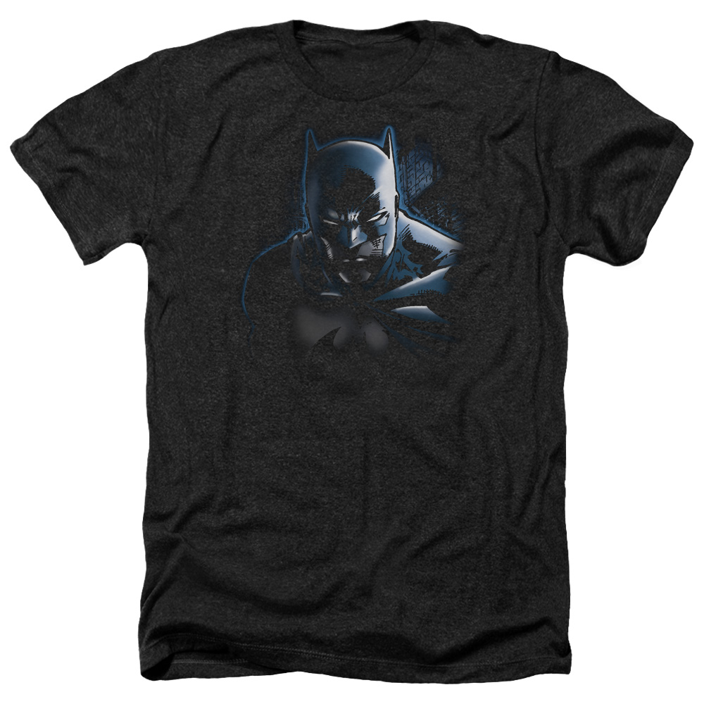 Batman & Dont Mess with the Bat-Adult Heather T-Shirt, Black - Medium