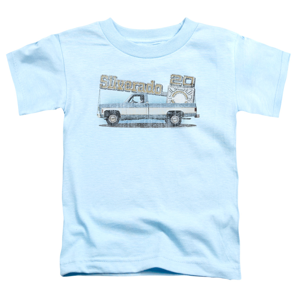 CHV172-TT-2 Chevrolet & Old Silverado Sketch Toddler Short Sleeve T-Shirt, Light Blue - Medium - 3 Toddler