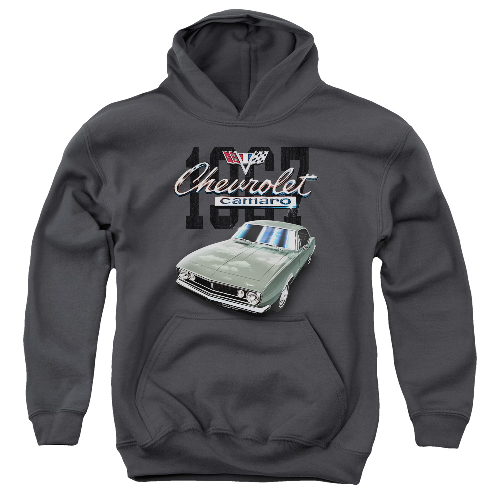 CHV240D-YFTH-3 Chevrolet & Classic Camaro Youth Pull-Over Hoodie, Charcoal - Large -  Trevco