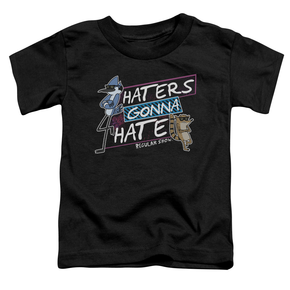Regular Show & Haters Gonna Hate Toddler Short Sleeve T-Shirt, Black - Medium - 3 Toddler