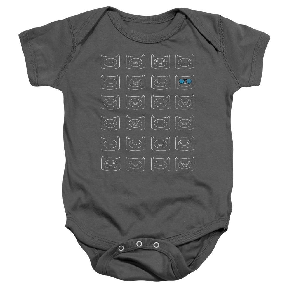 Adventure Time & Finn Faces Infant Snapsuit, Charcoal - Medium - 12 Months