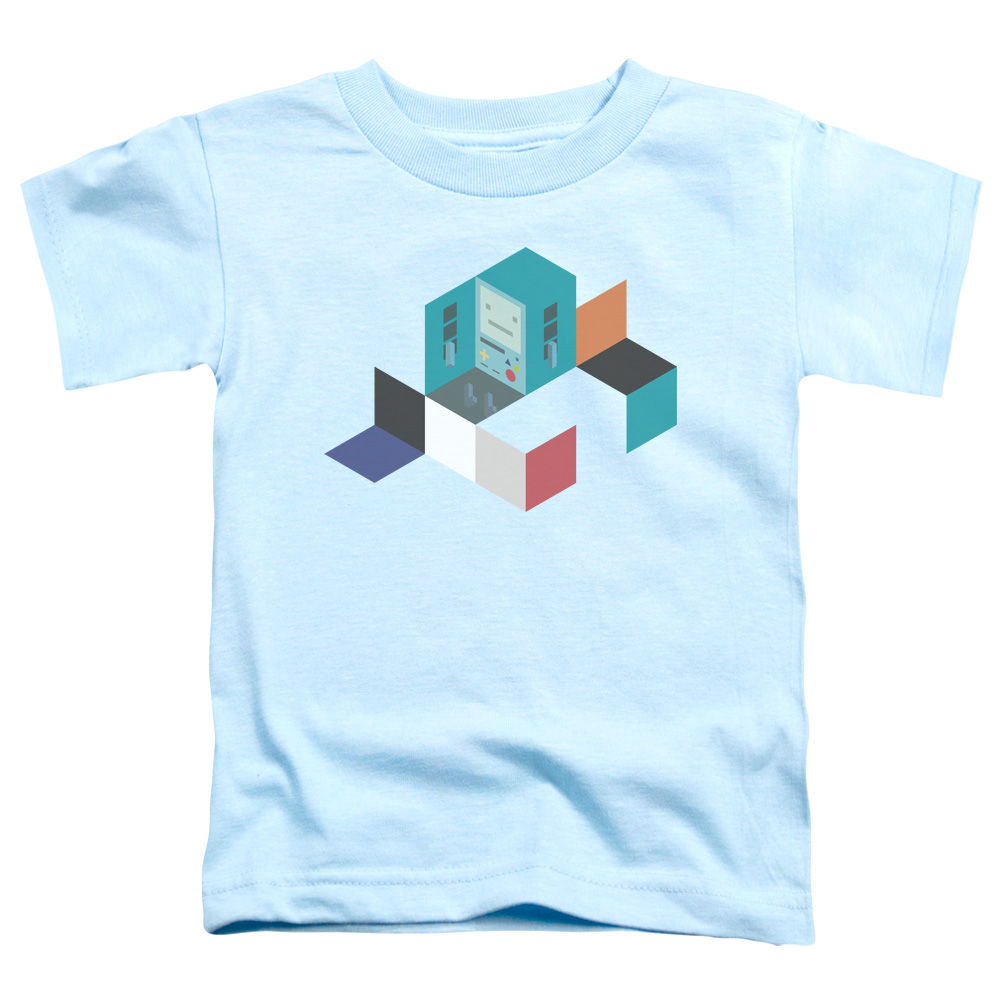 CN458B-TT-2 Adventure Time & BMO Blocks Toddler Short Sleeve T-Shirt, Light Blue - Medium - 3 Toddler