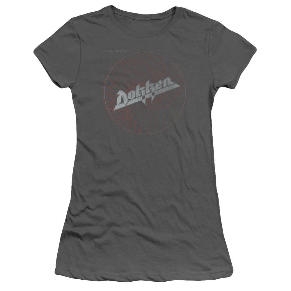 DOKN105-JS-1 Dokken & Breaking the Chains Juniors Sheer Cap Short Sleeve T-Shirt, Charcoal - Small -  Trevco