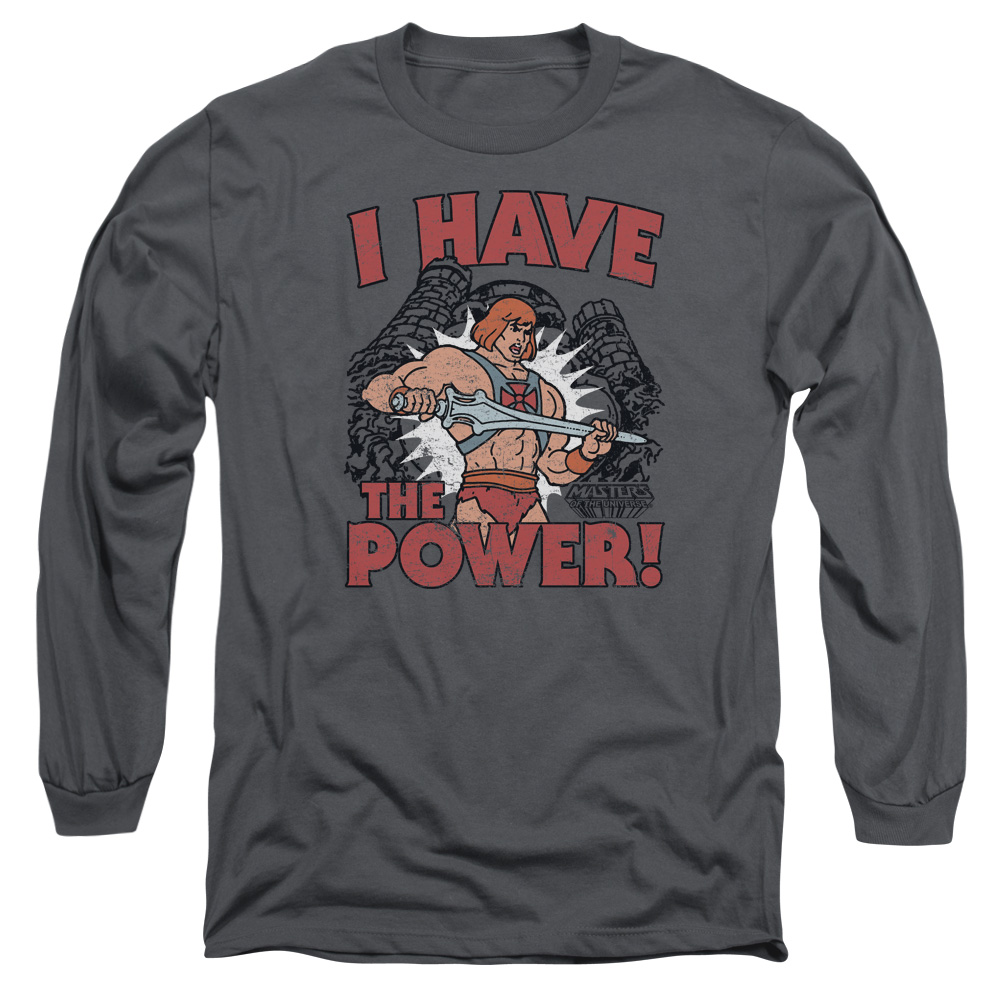 DRM103B-AL-2 Masters of the Universe & I Have the Power Adult 18-1 Long Sleeve T-Shirt, Charcoal - Medium