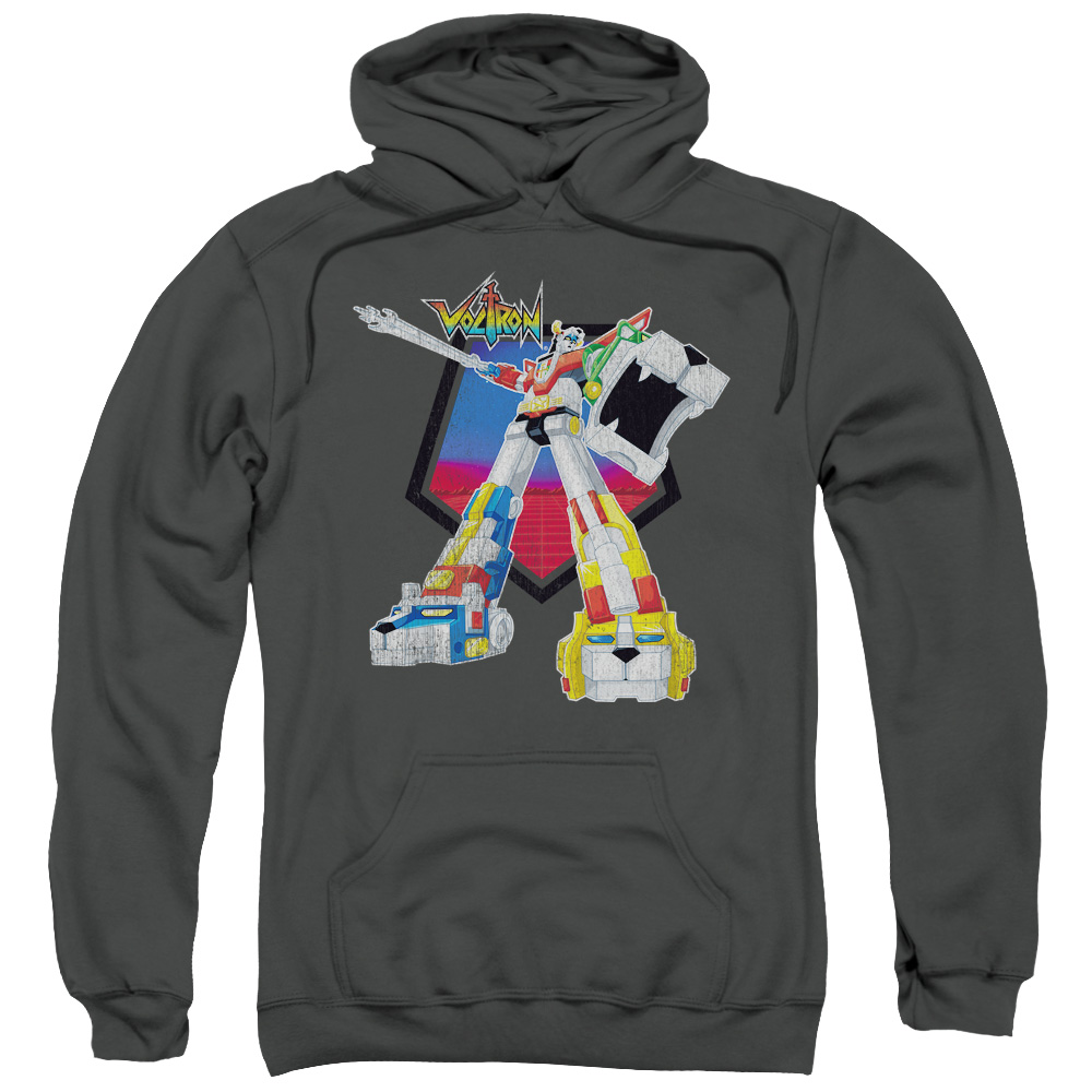 DRM117B-AFTH-4 Voltron & Blazing Sword Adult Pull-Over Hoodie, Charcoal - Extra Large