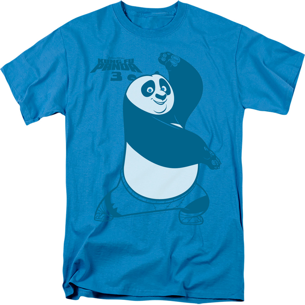 DRM302-AT-4 Kung Fu Panda & Fighting Stance Adult 18-1 Regular Fit Short Sleeve T-Shirt, Turquoise - Extra Large -  Trevco
