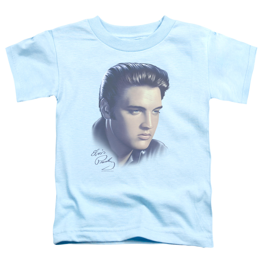 ELV283-TT-1 Elvis Presley & Big Portrait Toddler Short Sleeve T-Shirt, Light Blue - Small - 2 Toddler