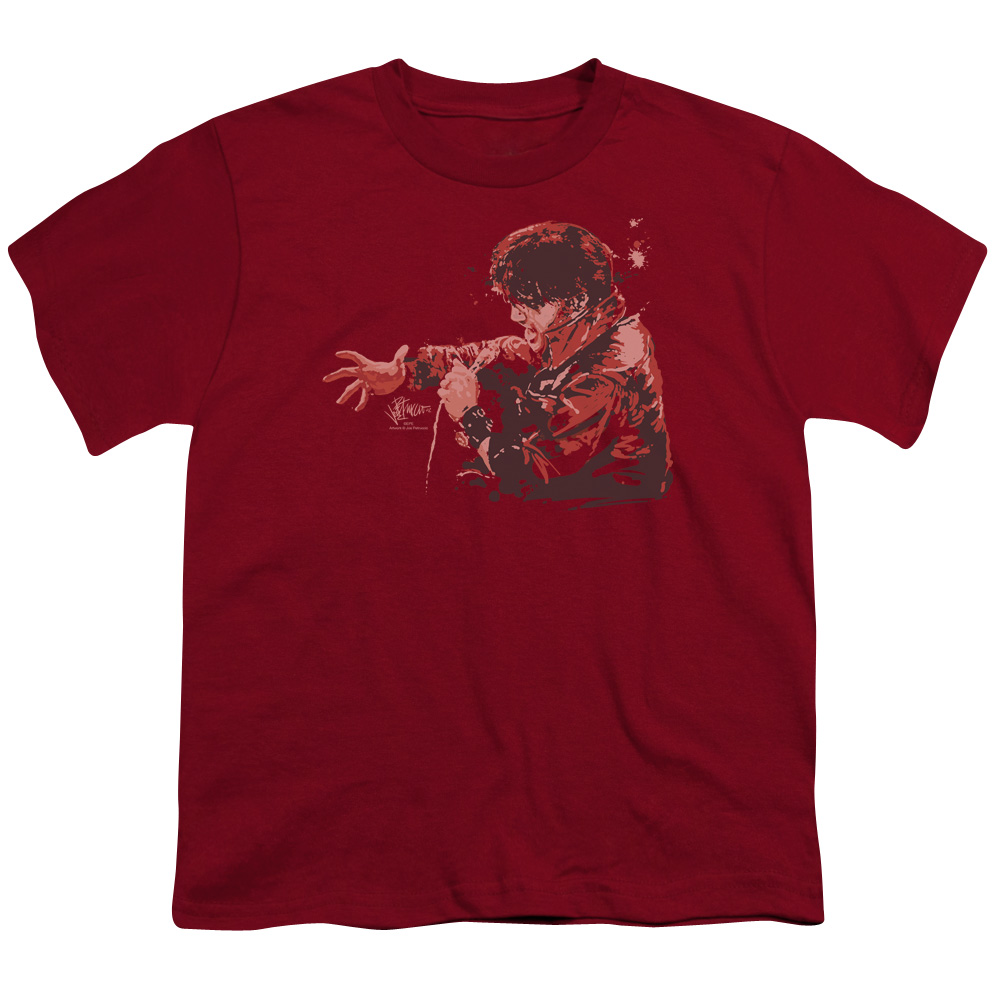 ELV570-YT-2 Elvis Presley & Red Comback Youth 18-1 Short Sleeve T-Shirt, Cardinal - Medium -  Trevco