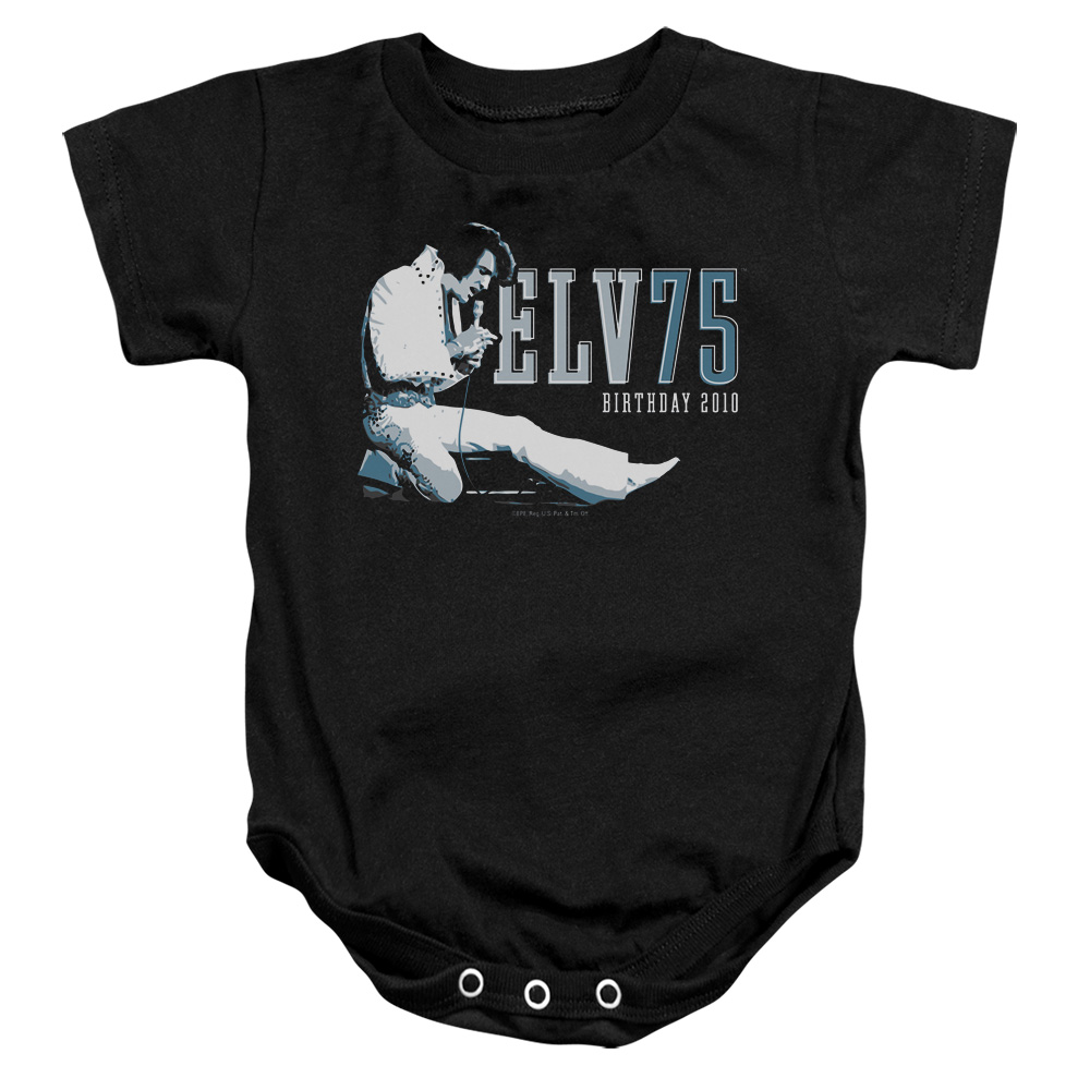 Elvis Presley & Elv 75 Logo Infant Snapsuit, Black - Medium - 12 Months