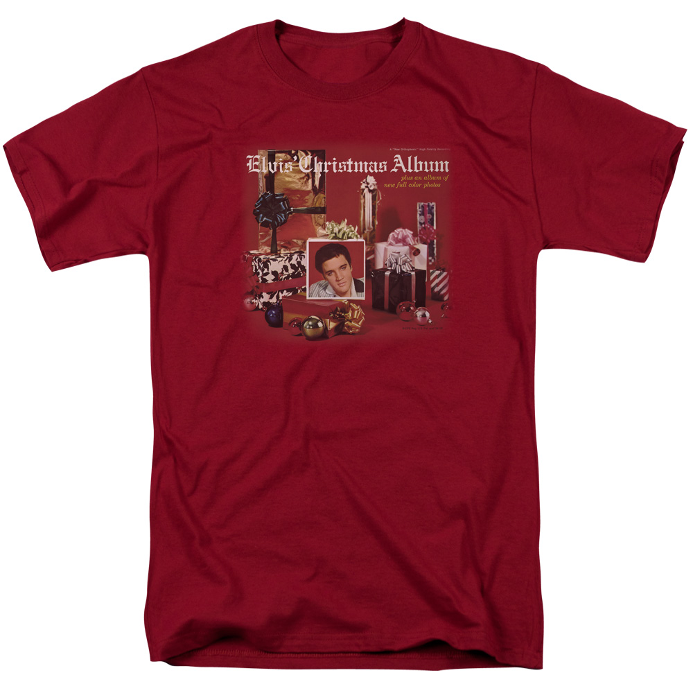 Elvis Presley & Christmas Album Adult 18-1 Regular Fit Short Sleeve T-Shirt, Cardinal - 3X -  NewGroove, NE3834069