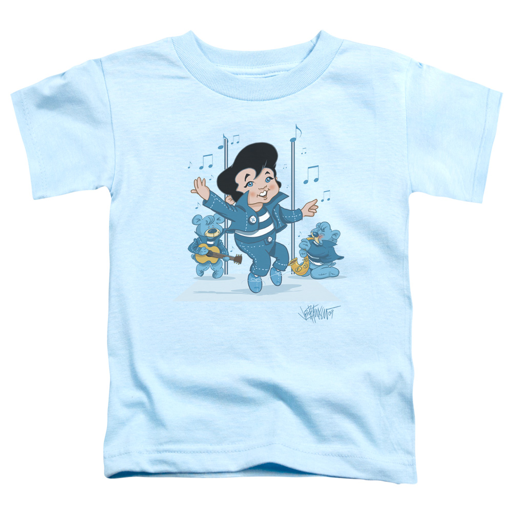 Elvis Presley & Jailhouse Rocker Toddler Short Sleeve T-Shirt, Light Blue - Small - 2 Toddler