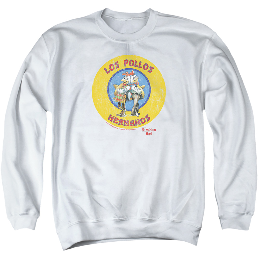 Breaking Bad & Los Pollos Hermanos Adult Crewneck Sweatshirt, White - 2X