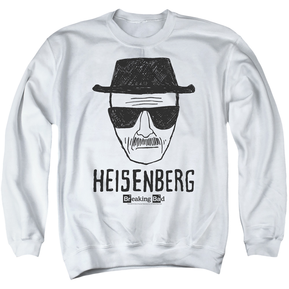 Breaking Bad & Heisenberg-Adult Crewneck Sweatshirt, White - Medium
