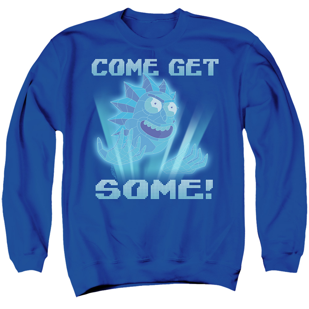 Rick & Morty-Come Get Some-Adult Crewneck Sweatshirt, Royal Blue - Medium