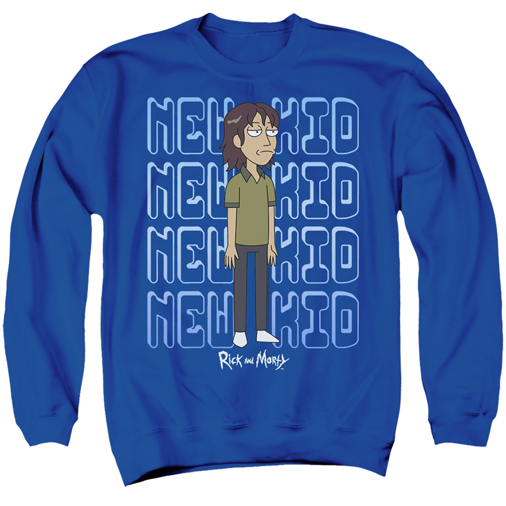 Rick & Morty Bruce Chutback-Adult Crewneck Sweatshirt, Royal Blue - Medium
