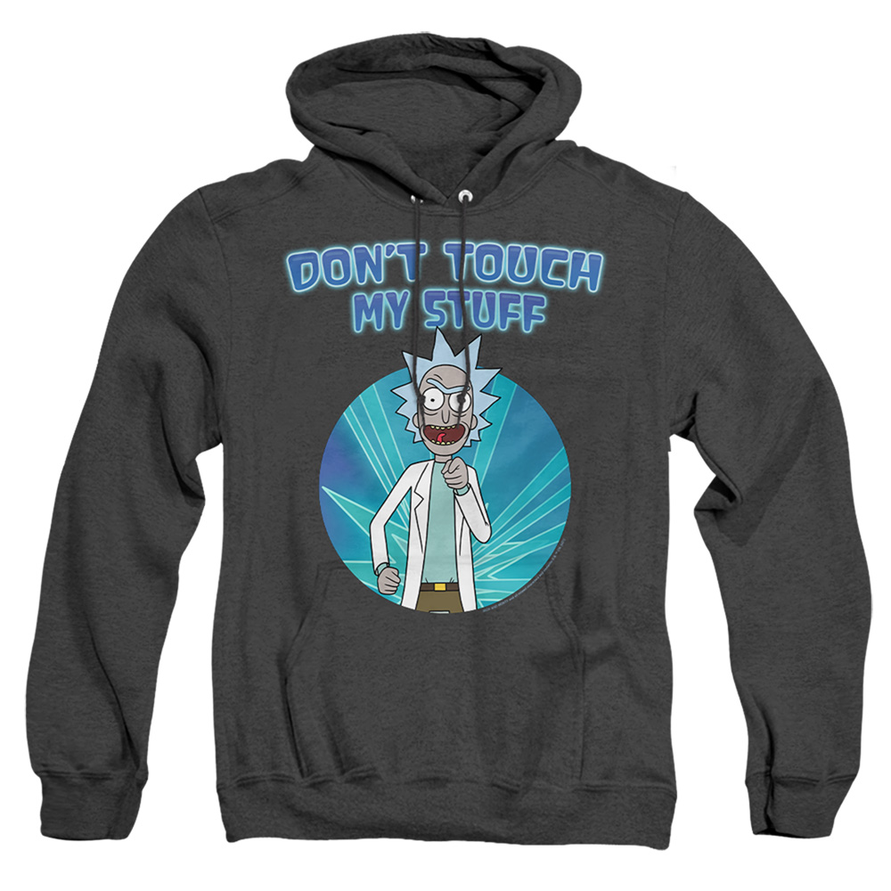 Rick & Morty Dont Touch-Adult Heather Hoodie, Black - Medium