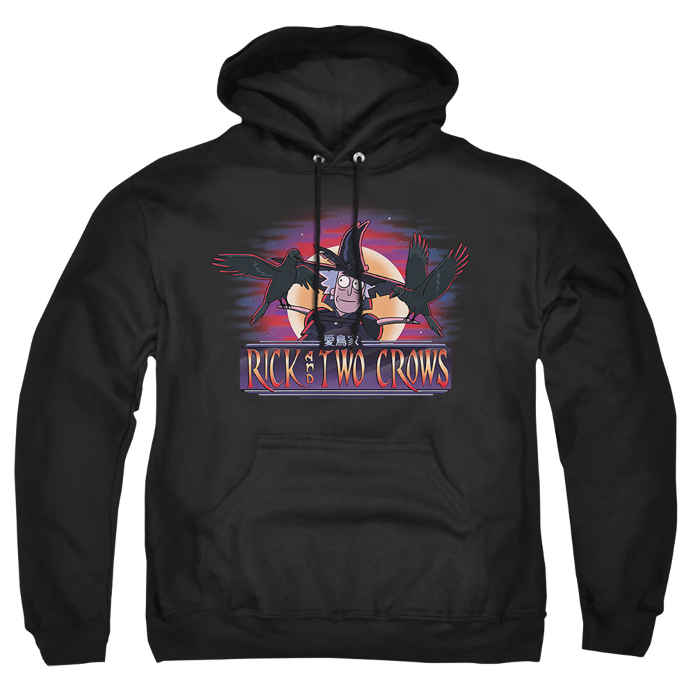 Rick & Morty Rick Two Crows-Adult Pull-Over Hoodie, Black - Medium