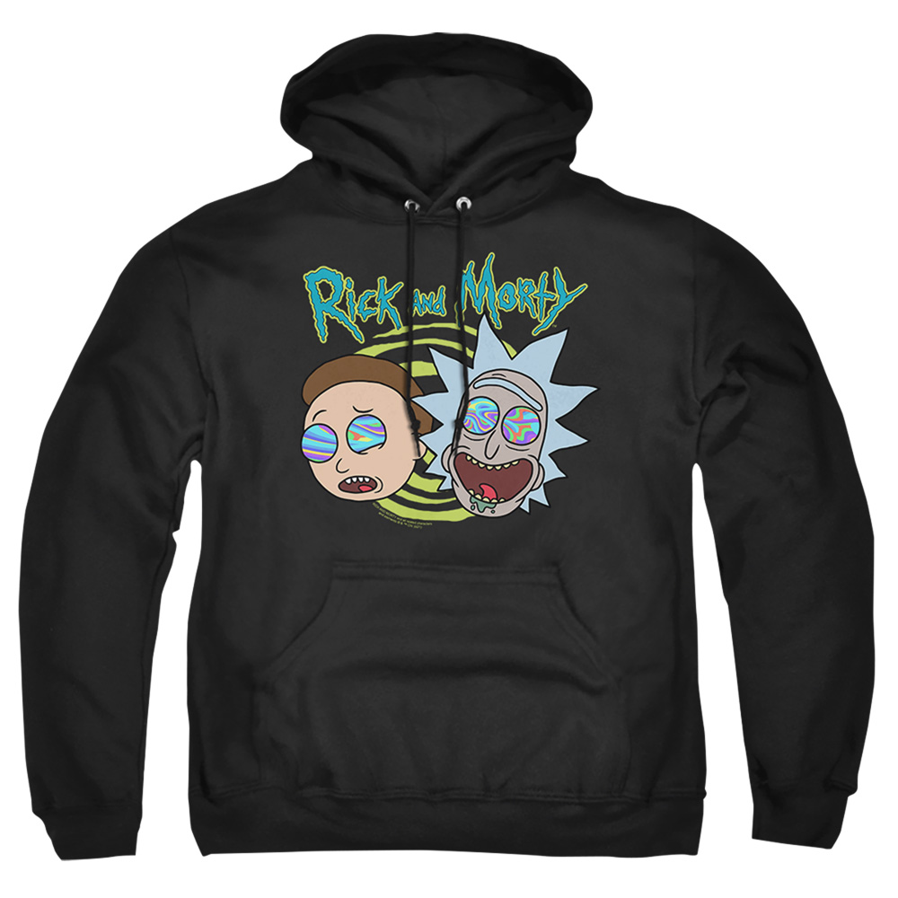 Rick & Morty Blown Minds-Adult Pull-Over Hoodie, Black - 2X