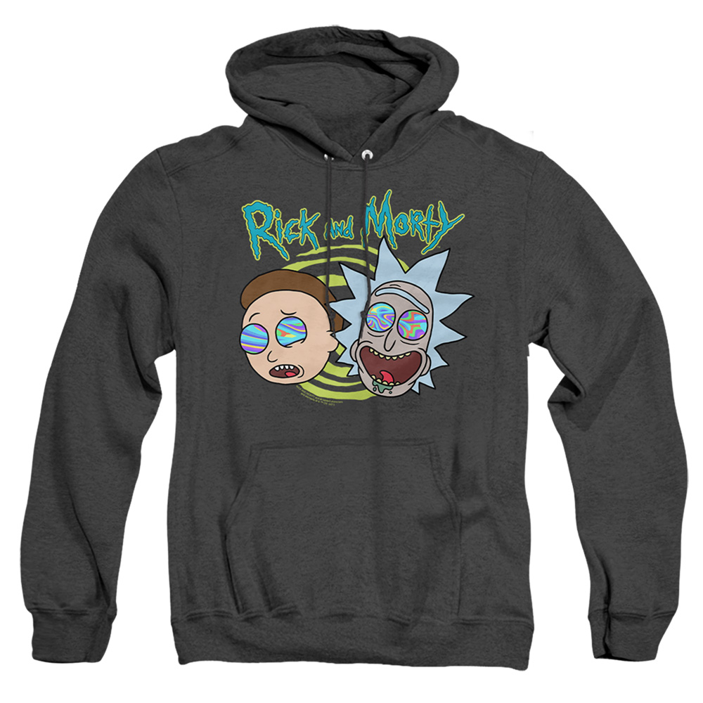 Rick & Morty Blown Minds-Adult Heather Hoodie, Black - Medium