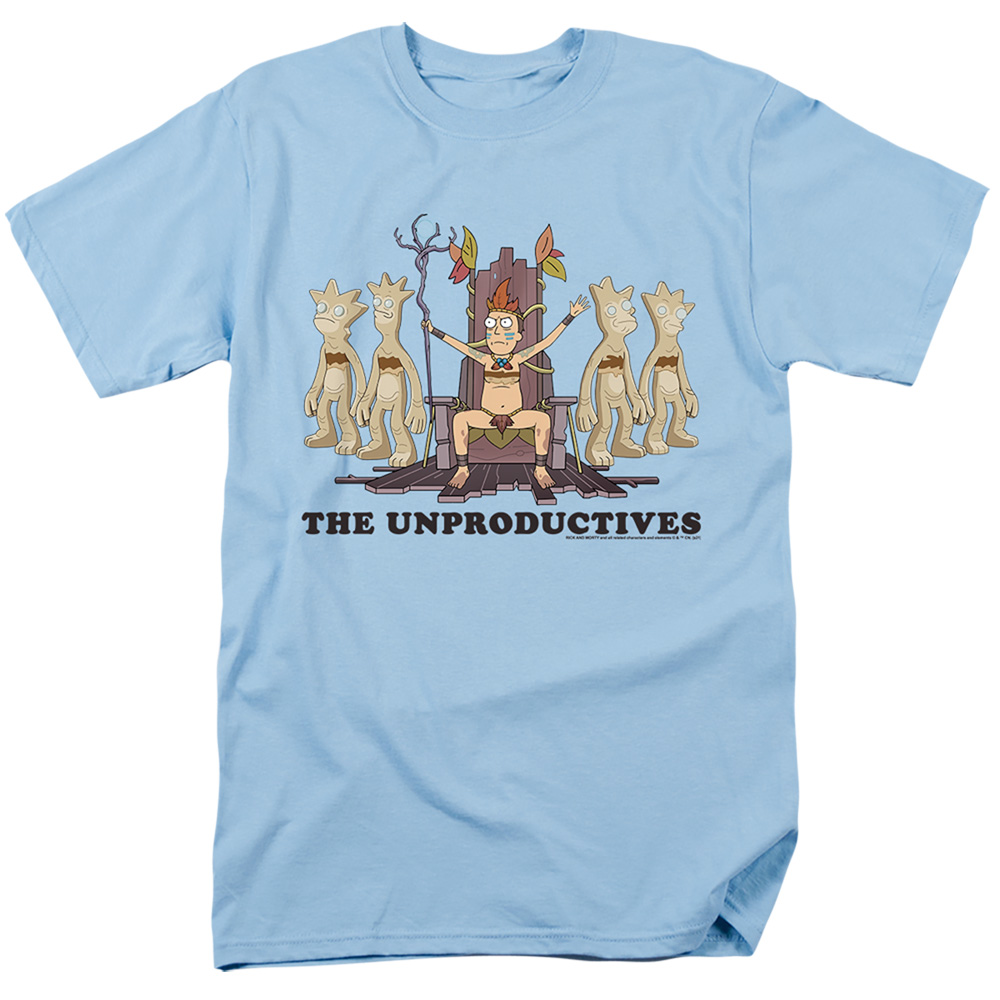 CN1713-AT-2 Rick & Morty The Unproductives Short Sleeve Adult 18-1 T-Shirt, Light Blue - Medium
