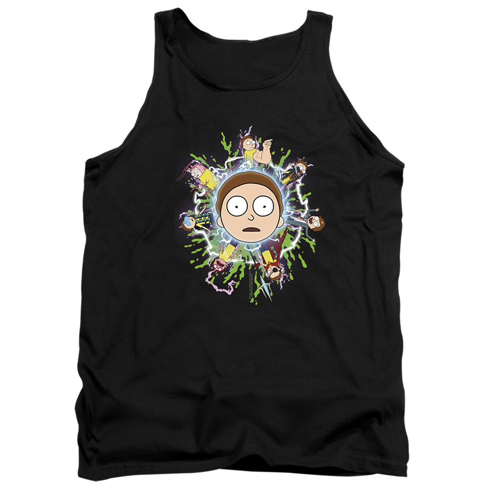 Rick & Morty Multiple Morty-Adult Tank Top, Black - Large