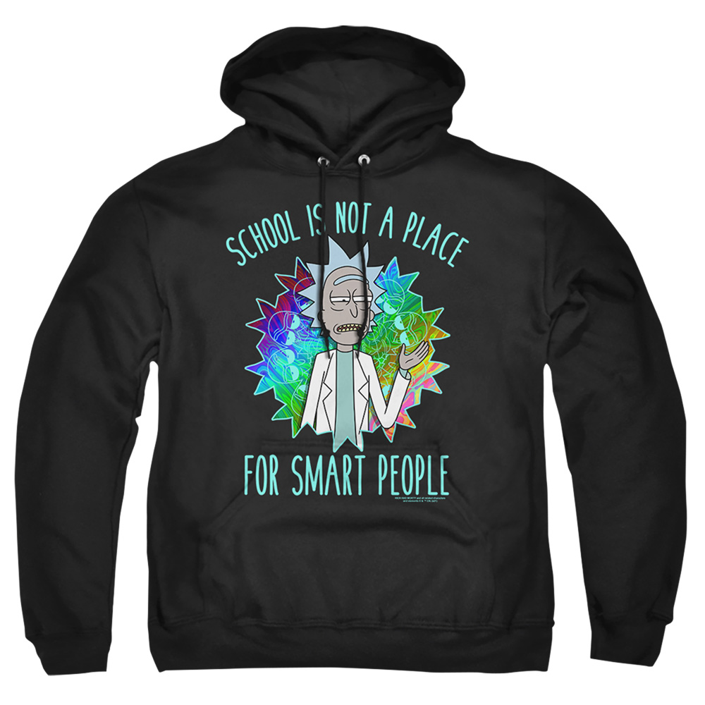 Rick & Morty School-Adult Pull-Over Hoodie, Black - Medium