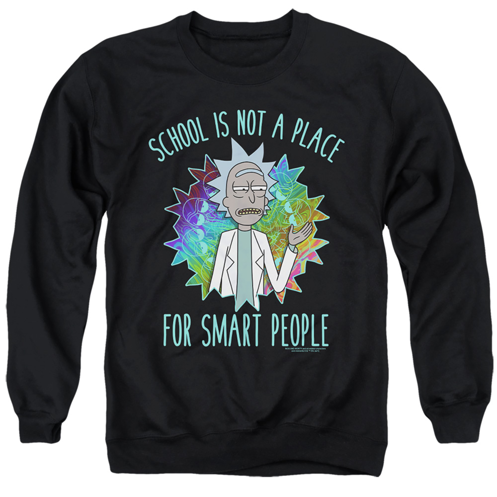 Rick & Morty School-Adult Crewneck Sweatshirt, Black - Medium