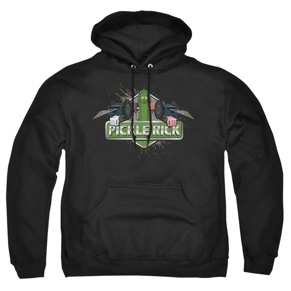 Rick & Morty Pickle Rick-Adult Pull-Over Hoodie, Black - Medium