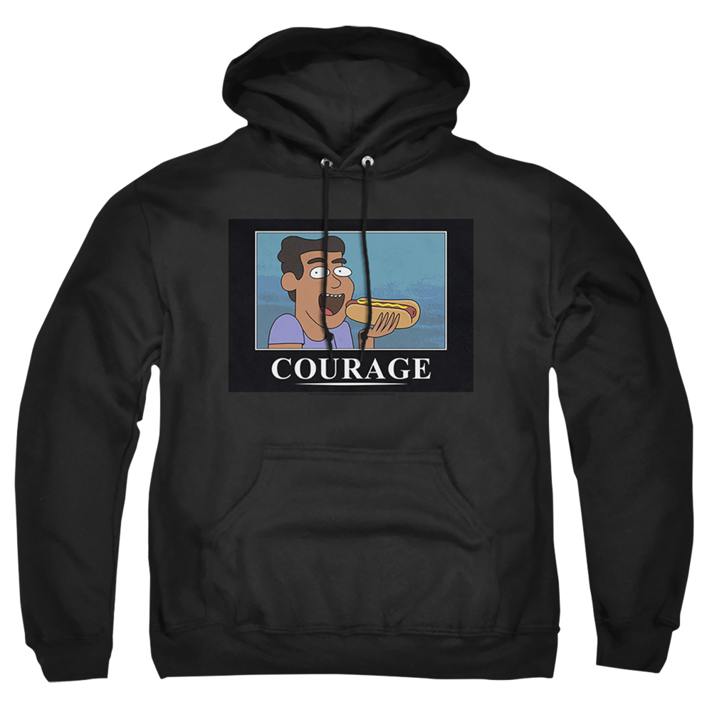 Rick & Morty Courage Poster-Adult Pull-Over Hoodie, Black - Medium