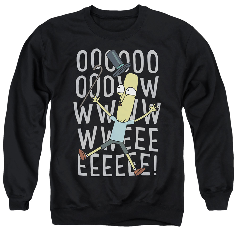 Rick & Morty OOWWEEEEE-Adult Crewneck Sweatshirt, Black - Medium