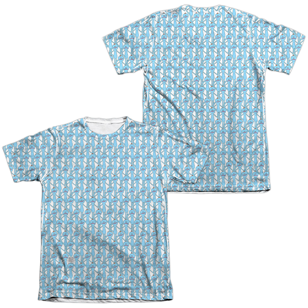 CN1754FB-ATPC-2 Rick & Morty Mr. Meeseeks Front & Back Print-Adult Poly & Cotton Short Sleeve T-Shirt, White - Medium