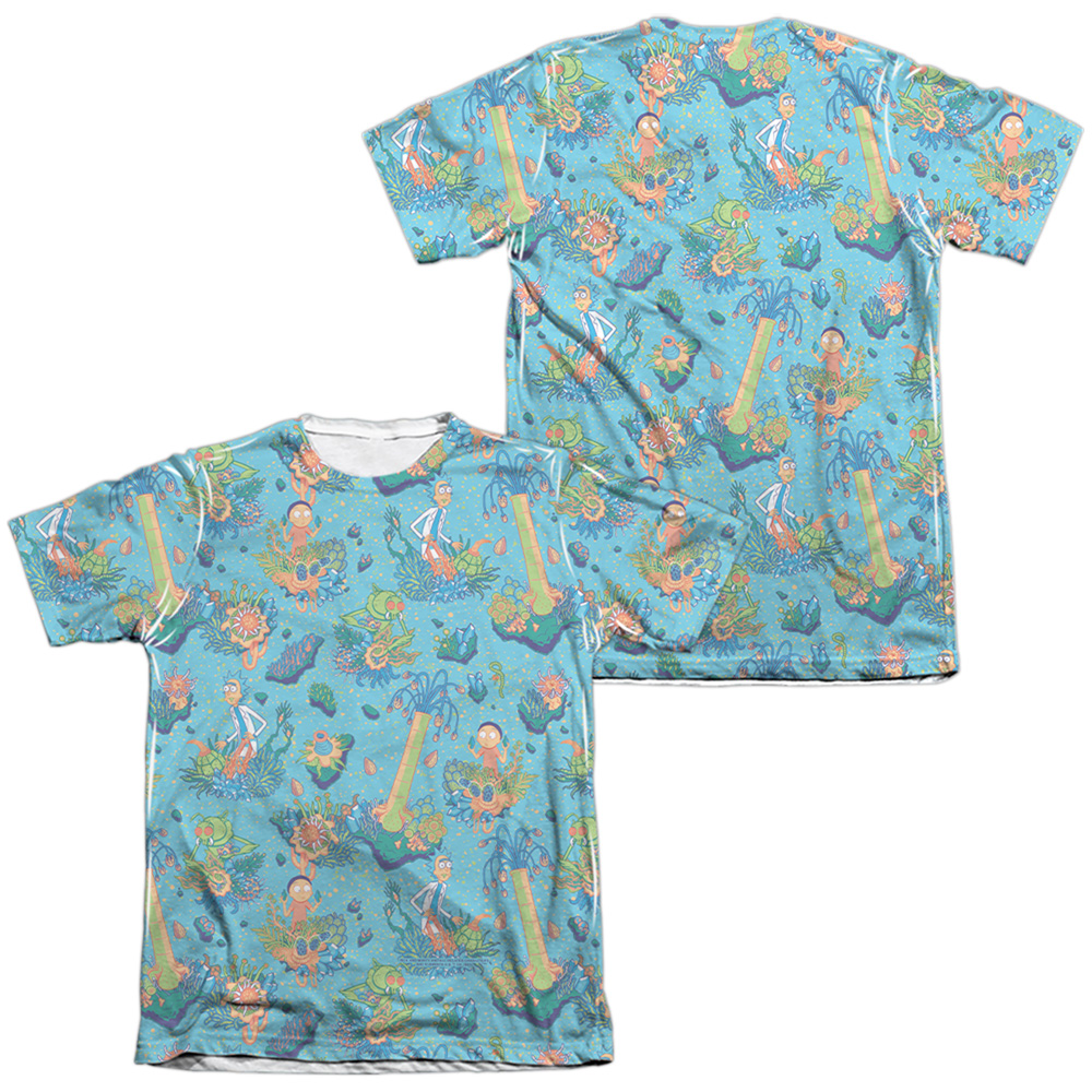 CN1756FB-ATPC-3 Rick & Morty Ricktanical Front & Back Print-Adult Poly & Cotton Short Sleeve T-Shirt, White - Large