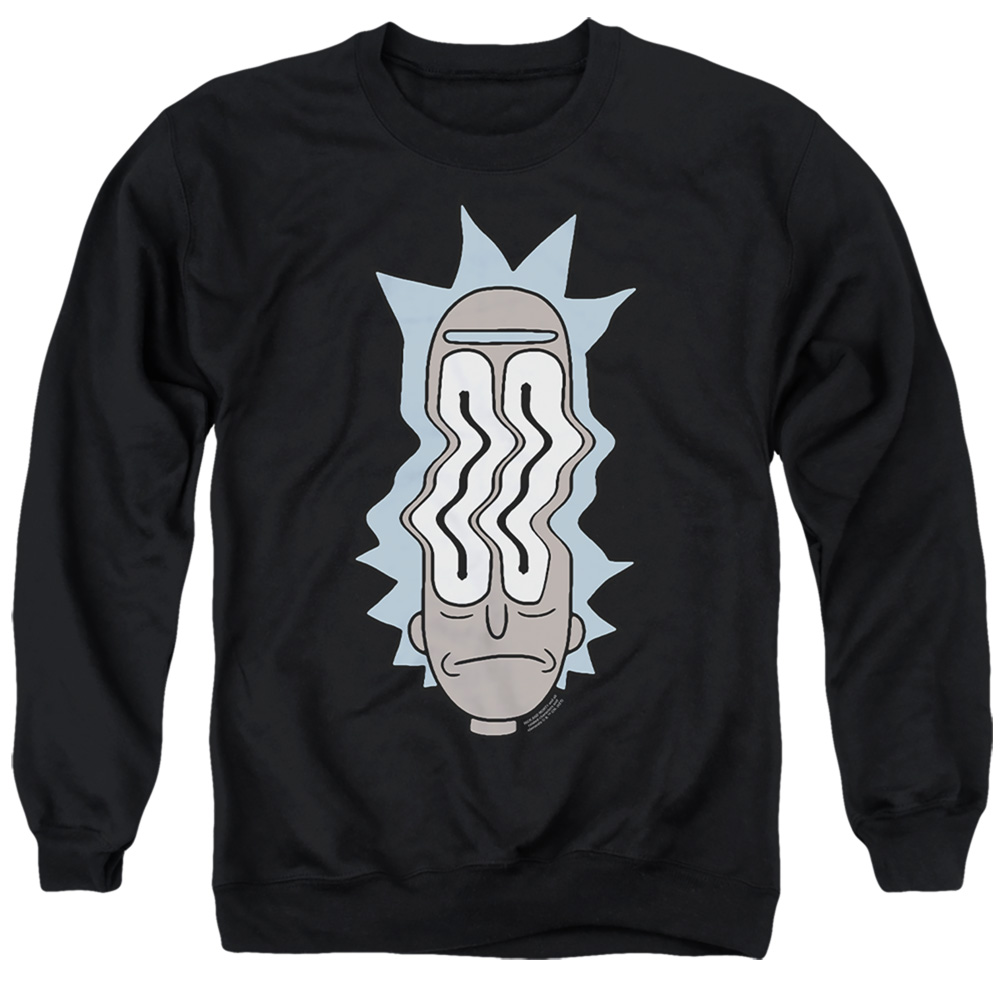 Rick & Morty Rick Waves-Adult Crewneck Sweatshirt, Black - Medium