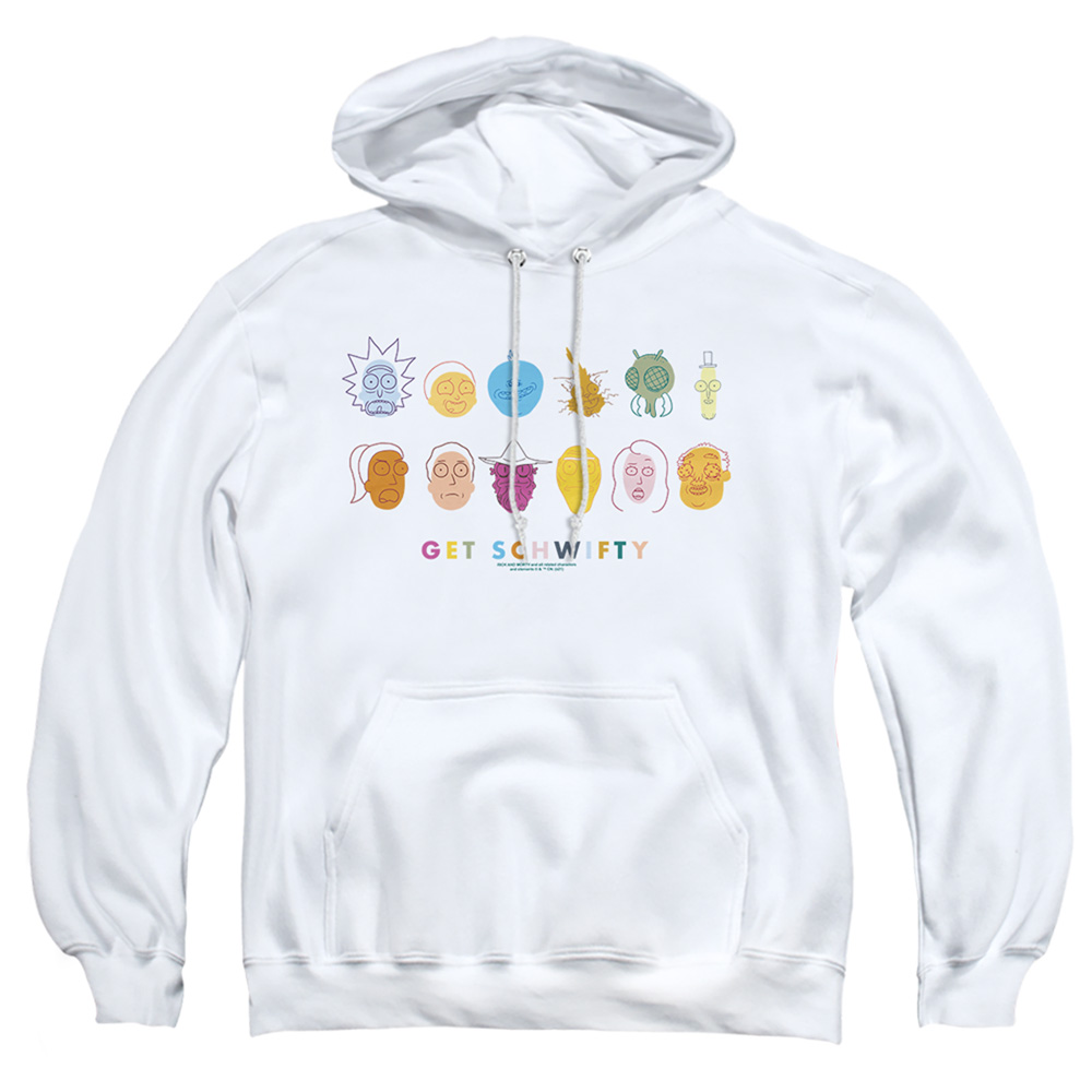 Rick & Morty Get Schwifty-Adult Pull-Over Hoodie, White - Extra Large