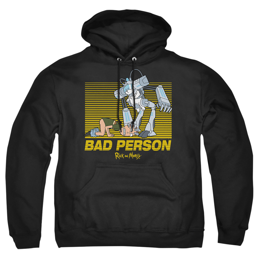 Rick & Morty Bad Person-Adult Pull-Over Hoodie, Black - Medium