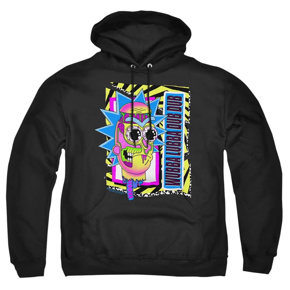 Rick & Morty Wubba Lubba Dub Dub-Adult Pull-Over Hoodie, Black - Medium