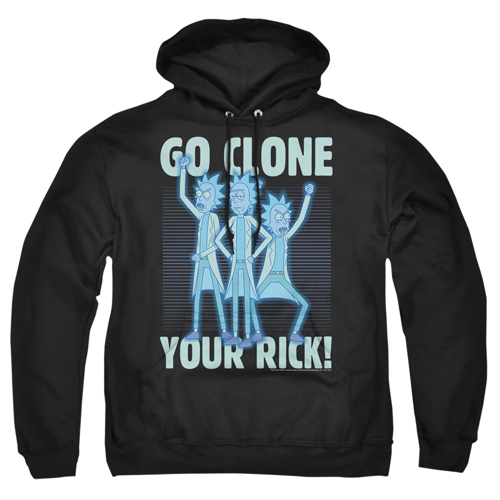Rick & Morty Go Clone Your Rick-Adult Pull-Over Hoodie, Black - Small