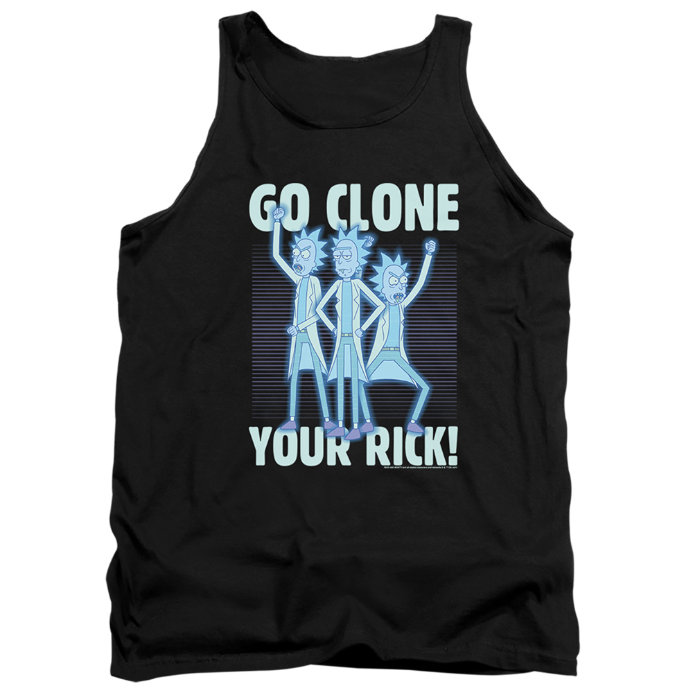 CN1815-TK-2 Rick & Morty Go Clone Your Rick-Adult Tank Top, Black - Medium