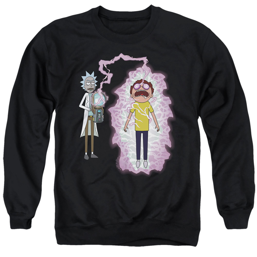 Rick Morty & Morty Reboot-Adult Crewneck Sweatshirt, Black - Medium