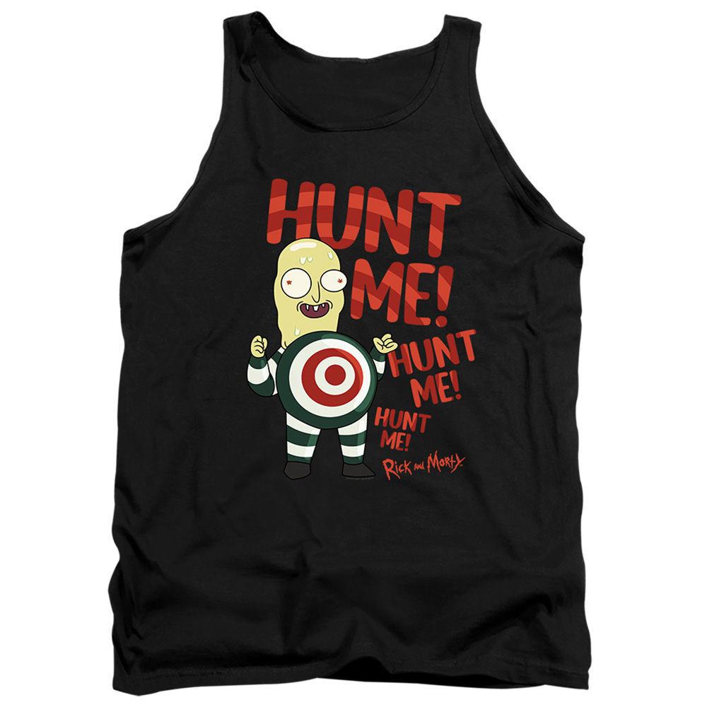 Rick & Morty Hunt Me-Adult Tank Top, Black - Medium