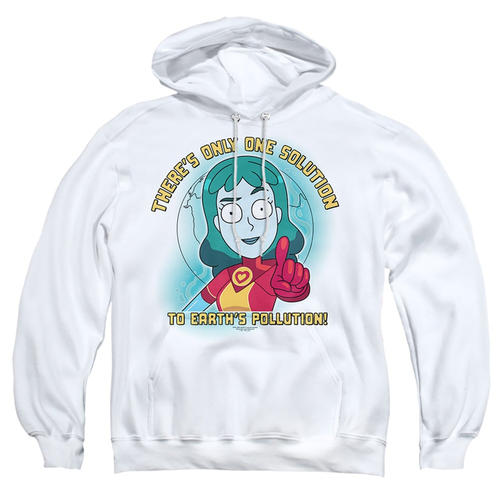 Rick & Morty Planetina-Adult Pull-Over Hoodie, White - Extra Large