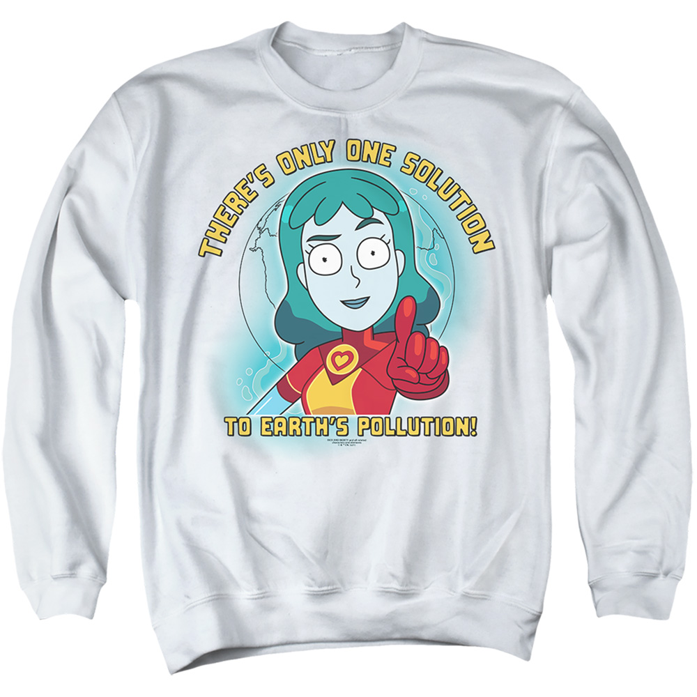 Rick & Morty Planetina-Adult Crewneck Sweatshirt, White - Medium