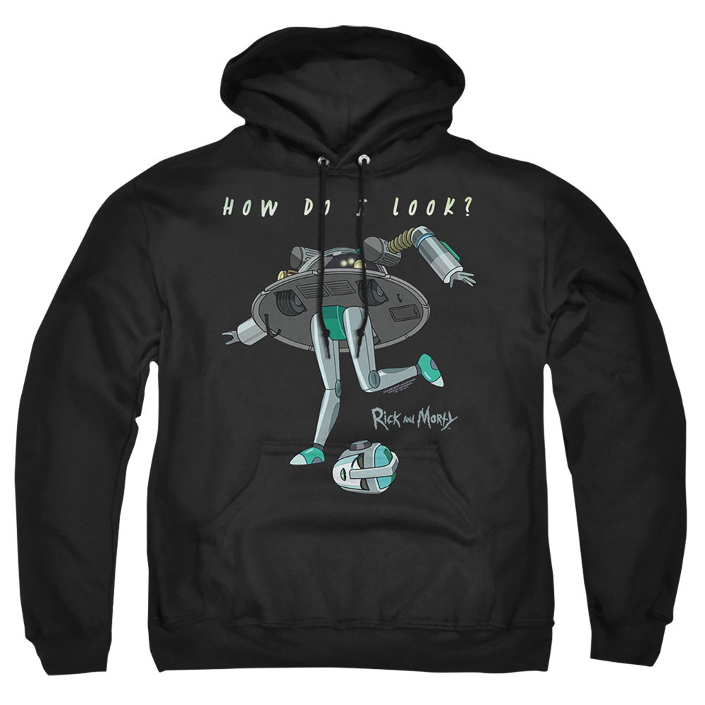 Rick & Morty How Do I Look-Adult Pull-Over Hoodie, Black - Extra Large