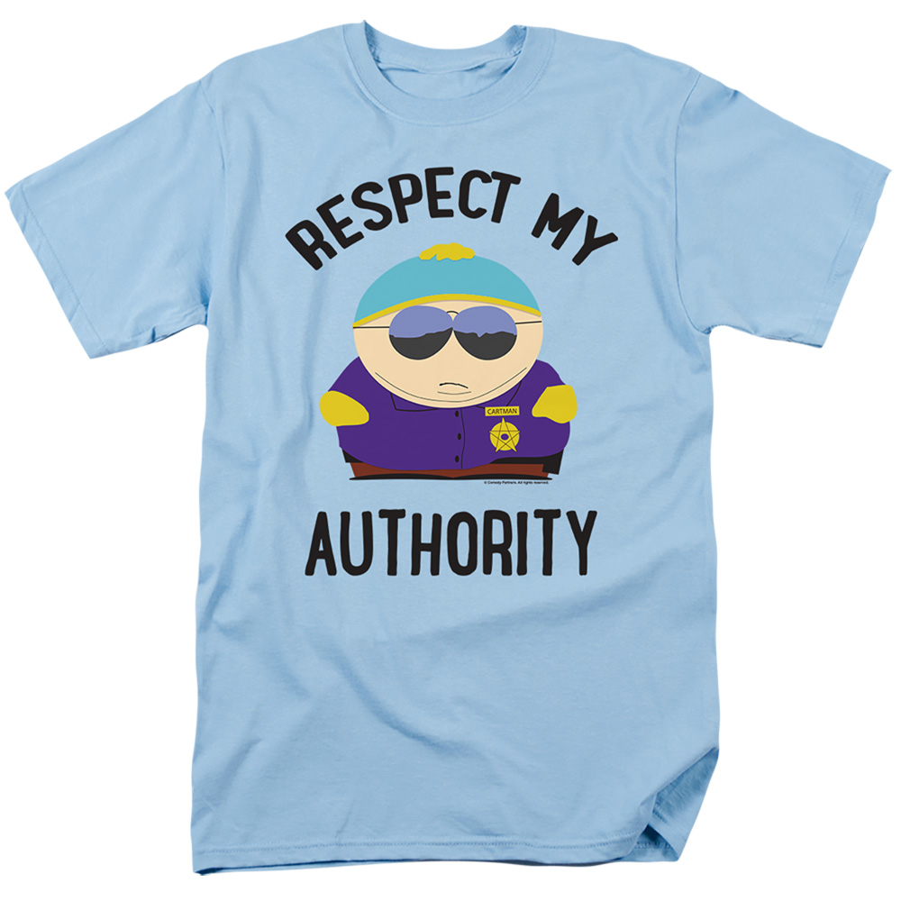 STHPK111-AT-2 South Park & Respect Short Sleeve Adult 18-1 T-Shirt, Light Blue - Medium