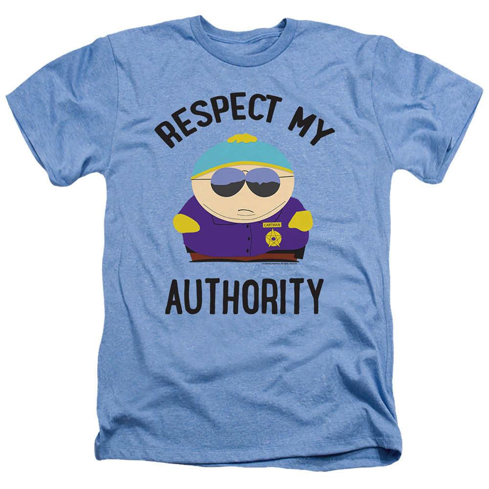 STHPK111-HA-2 South Park & Respect-Adult Heather T-Shirt, Light Blue - Medium
