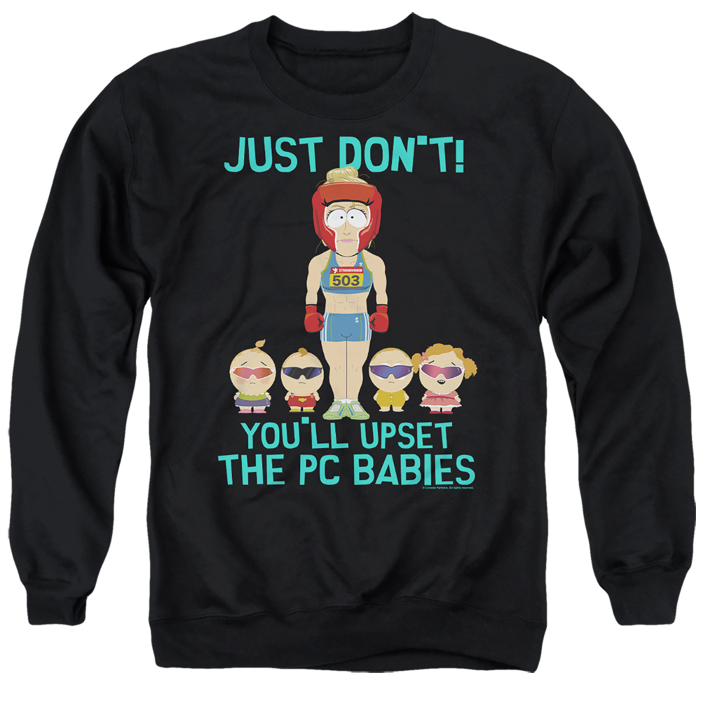 South Park & PC Babies-Adult Crewneck Sweatshirt, Black - Small