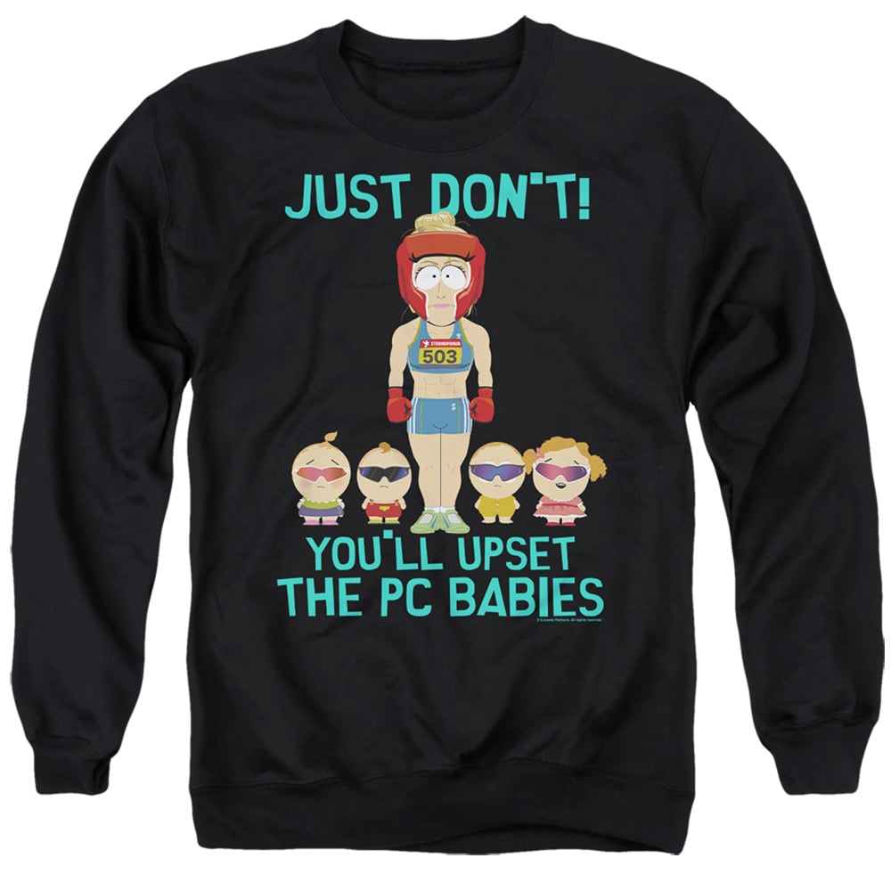 South Park & PC Babies-Adult Crewneck Sweatshirt, Black - Medium