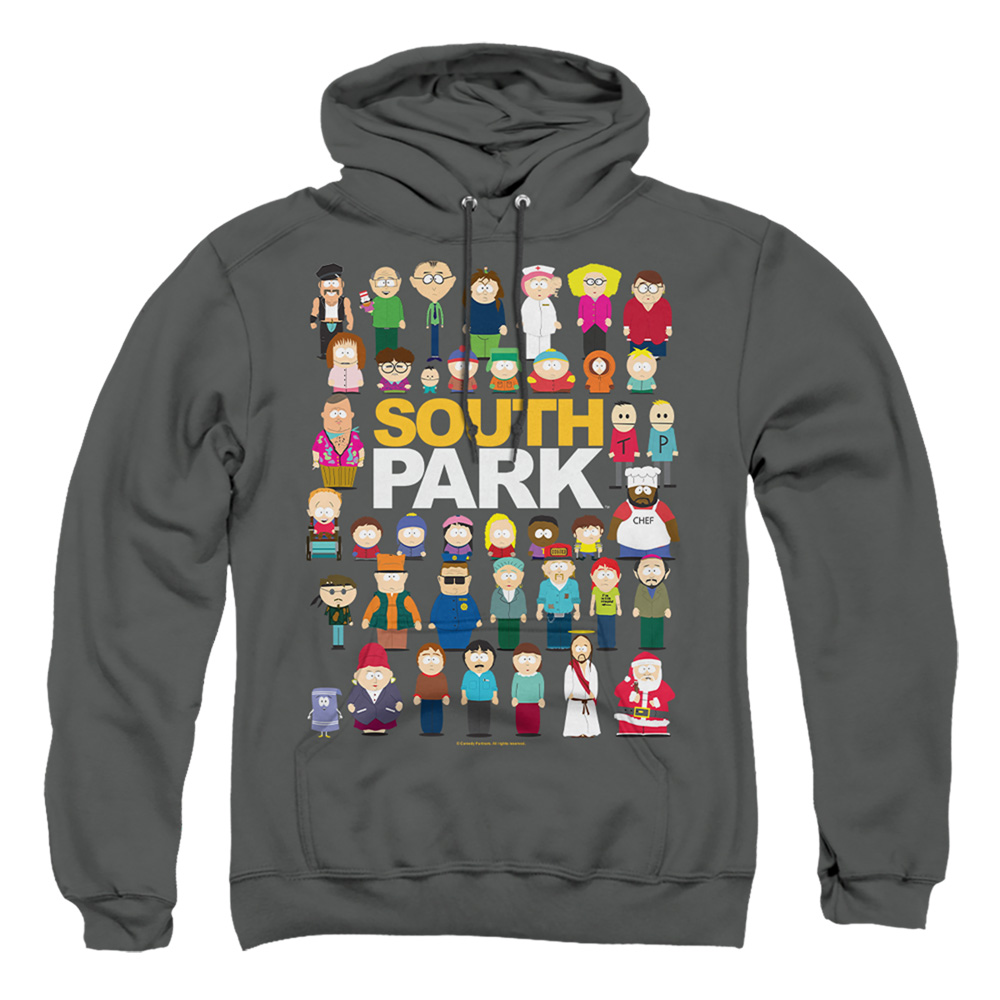 South Park & Full Cast-Adult Pull-Over Hoodie, Charcoal - Medium