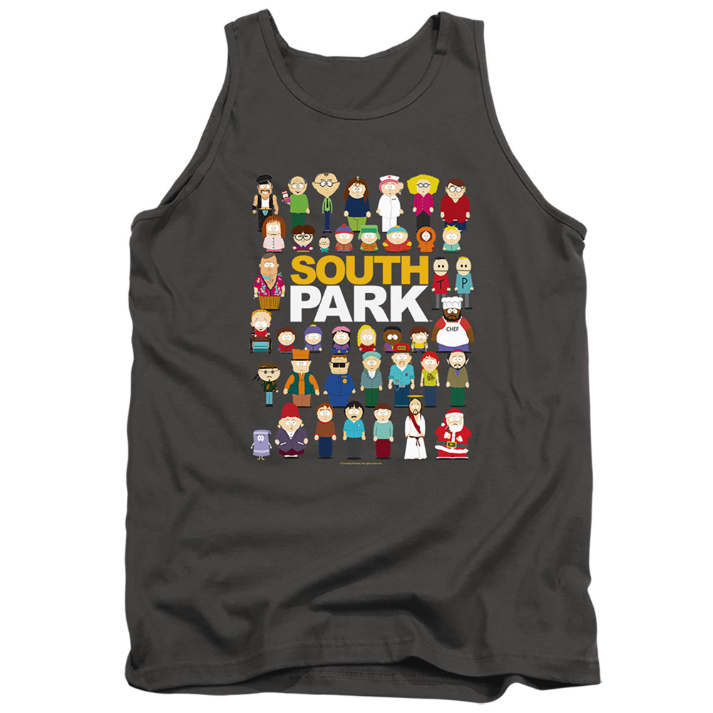 South Park & Full Cast-Adult Tank Top, Charcoal - Medium